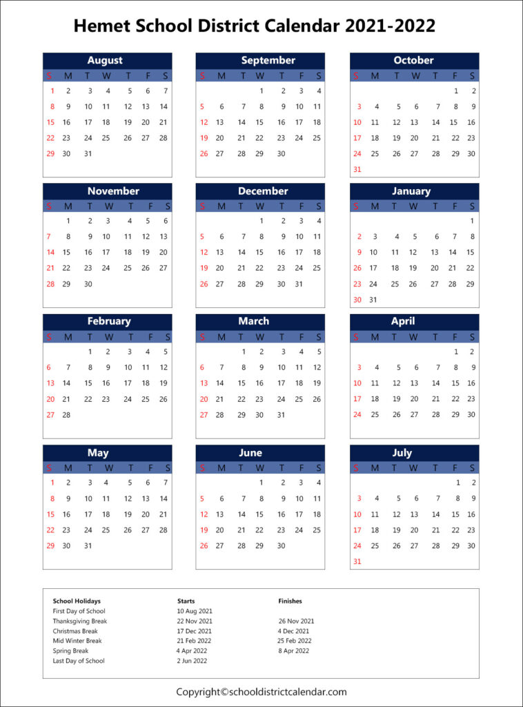 Hemet Unified School District Schedule Archives School District Calendar