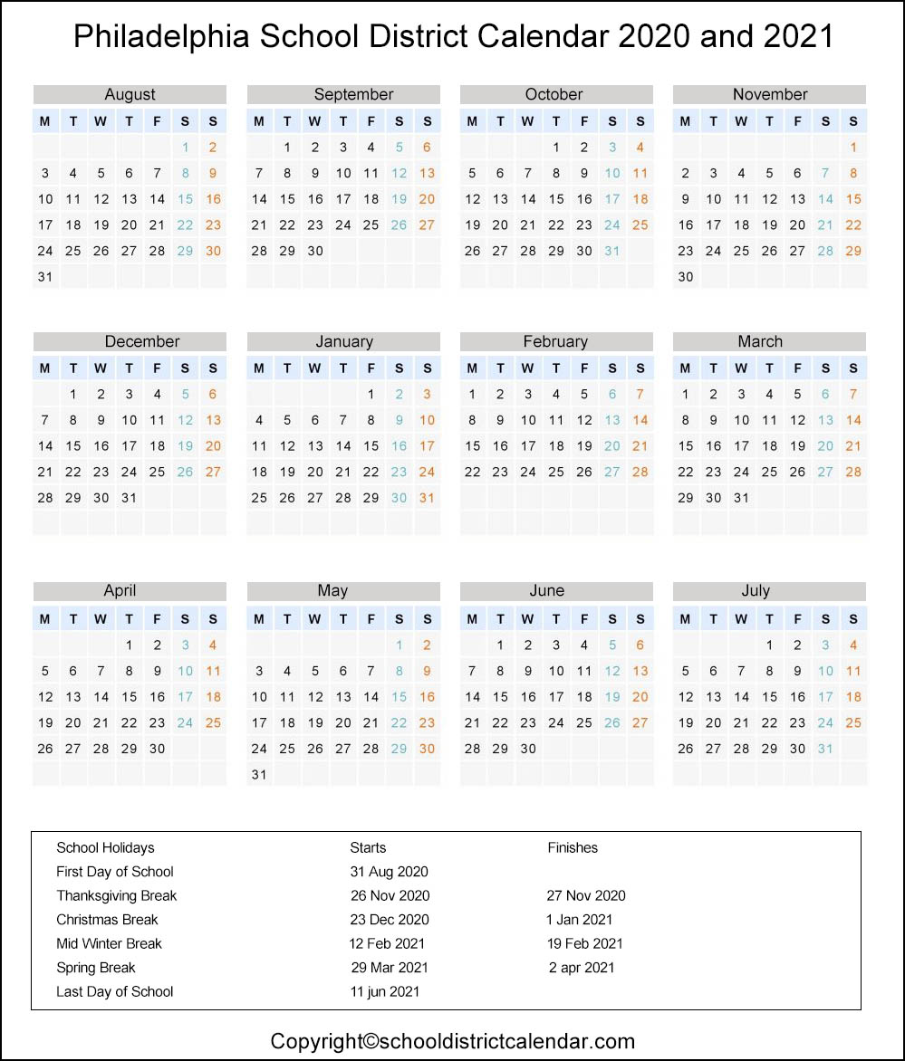 spring 2021 calendar in philly Philadelphia School District Calendar Holidays 2020 2021 spring 2021 calendar in philly