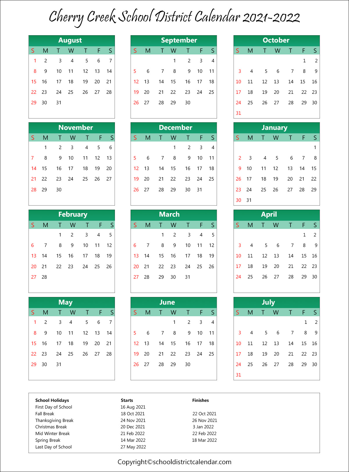 School Calendar For Cherry Creek School District Archives School District Calendar