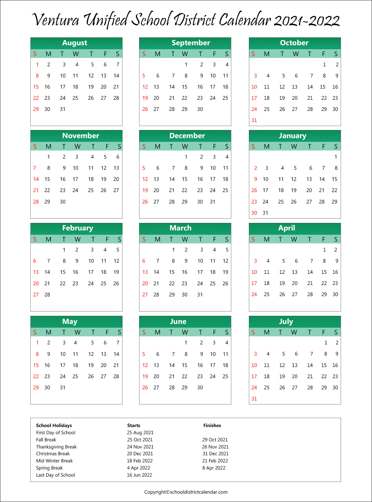 Tusd Calendar 2022 2023 Customize And Print