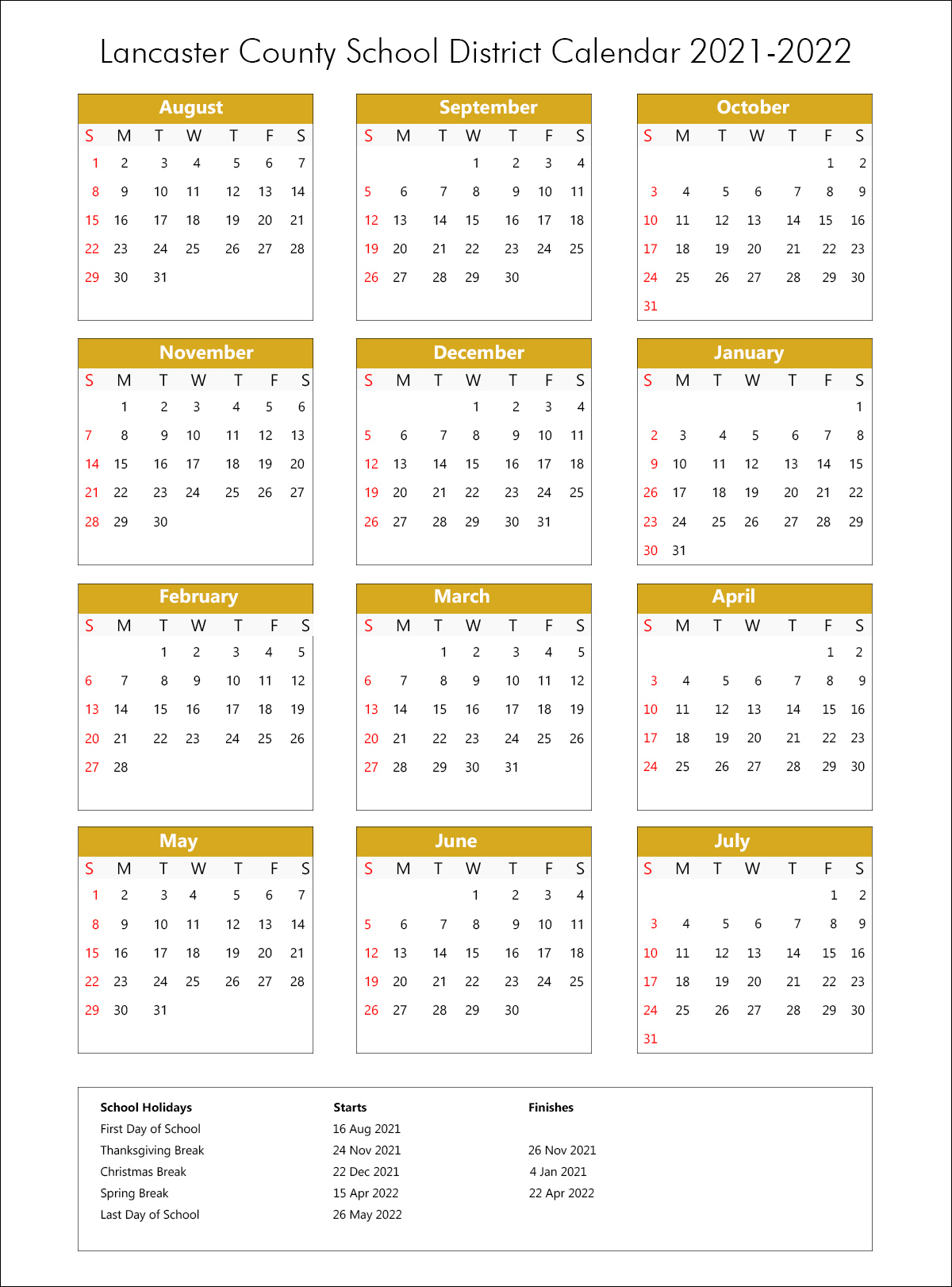 Lancaster County school district calendar Archives | School District