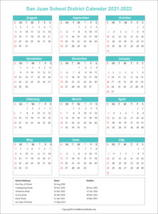 San Juan Unified School District Calendar Holidays 2021-2022