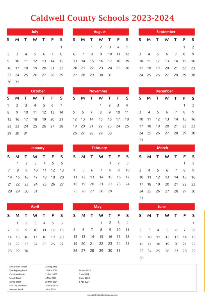 Caldwell County Schools Calendar Holidays 20232024