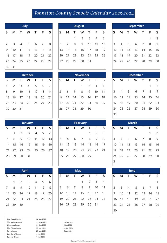 Johnston District Calendar