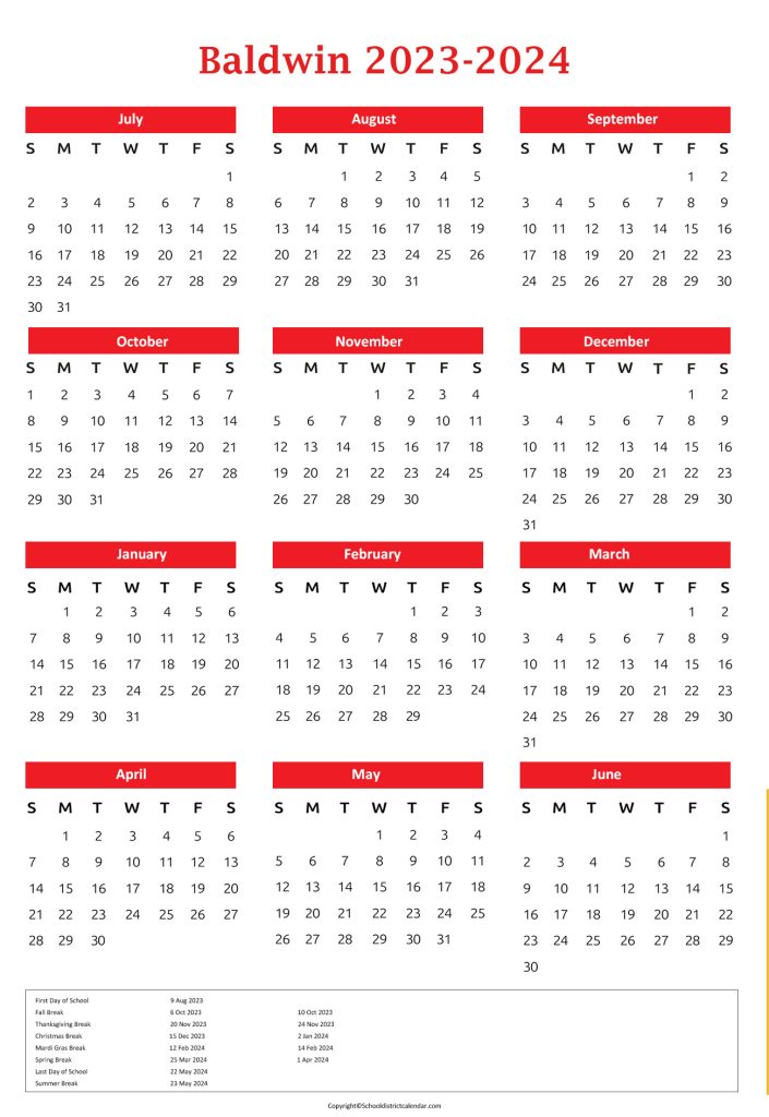 Baldwin County School Holiday Calendar