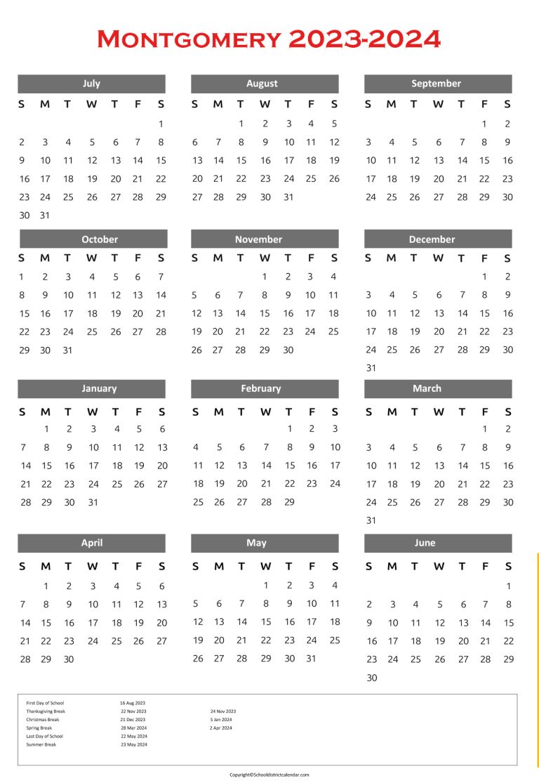 Montgomery County Public Schools Calendar Holidays 2023-2024