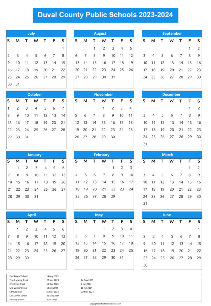 Duval County Public Schools Calendar