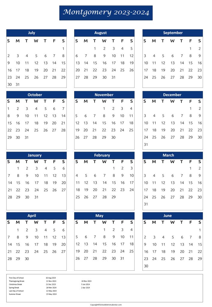 Montgomery County Academic Calendar