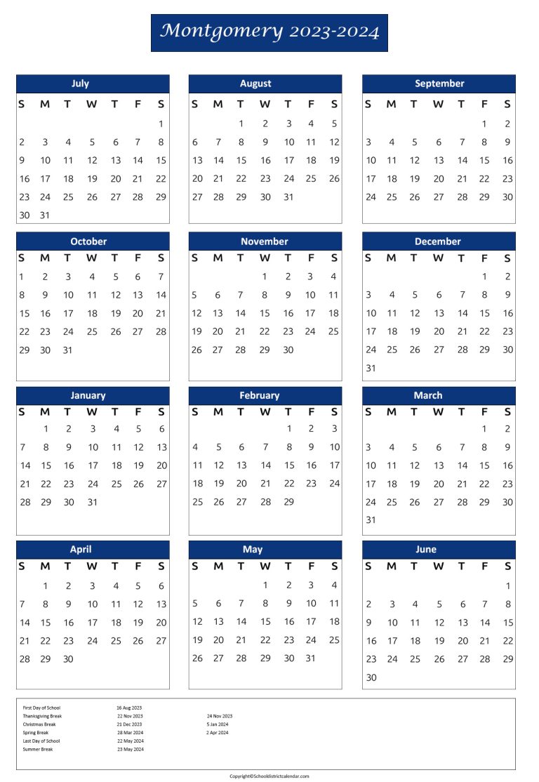 Montgomery County Public Schools Calendar Holidays 20232024