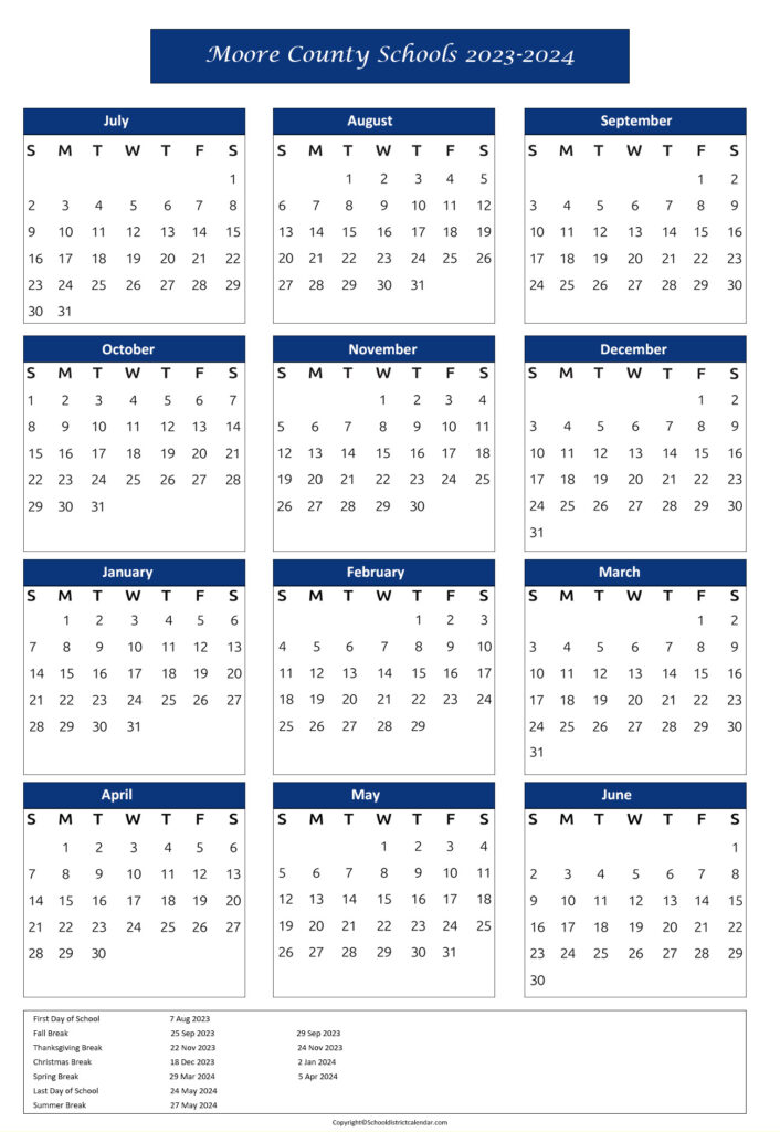 Moore School Calendar