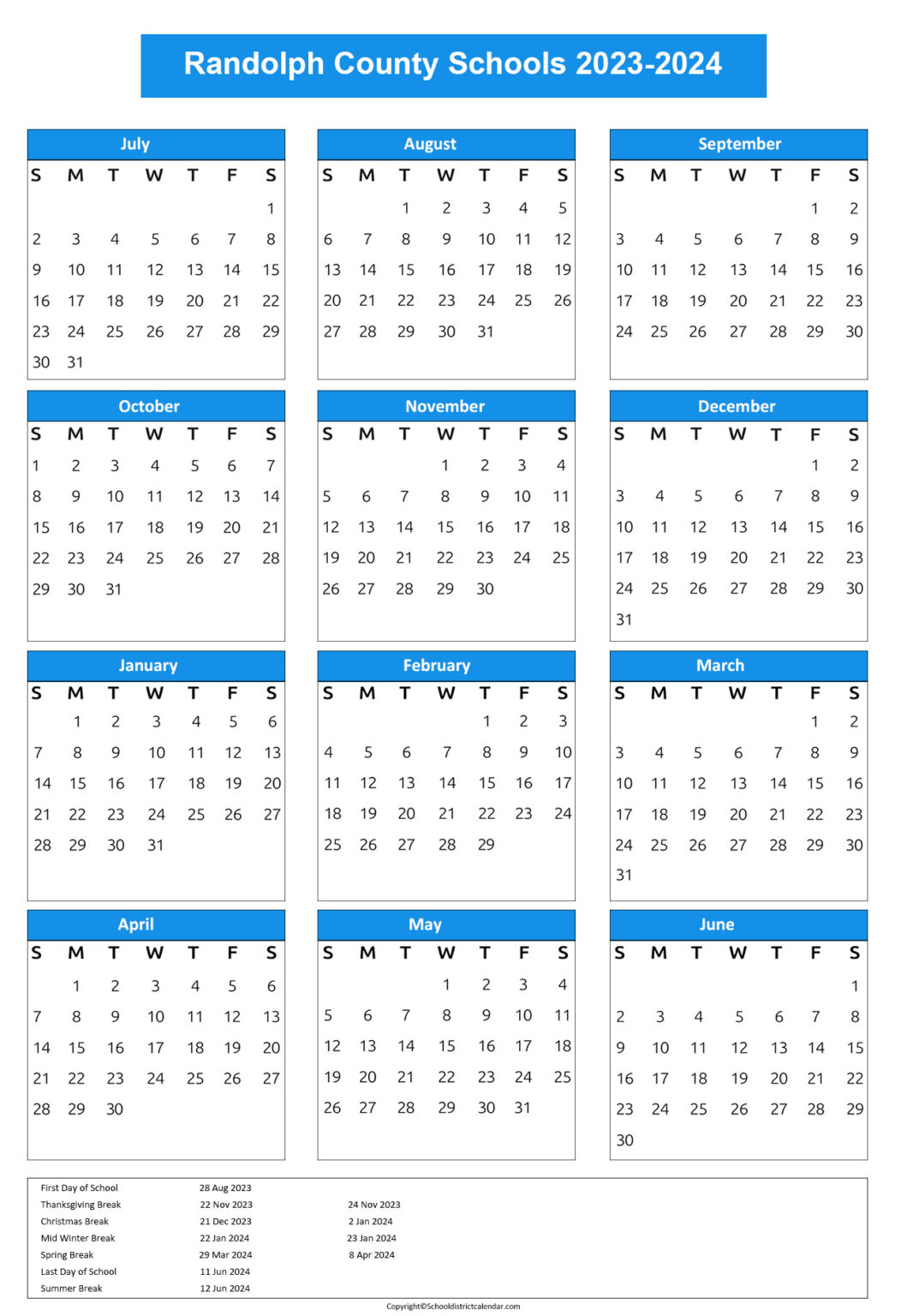 Randolph County Schools Calendar Holidays 20232024