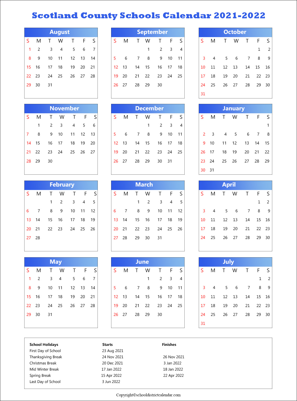 Scotland County Schools Holidays Archives School District Calendar