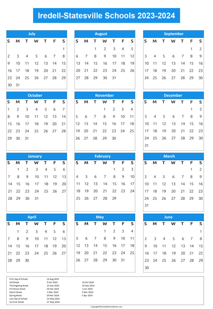 Iredell Statesville Schools Calendar Holidays 2023 2024