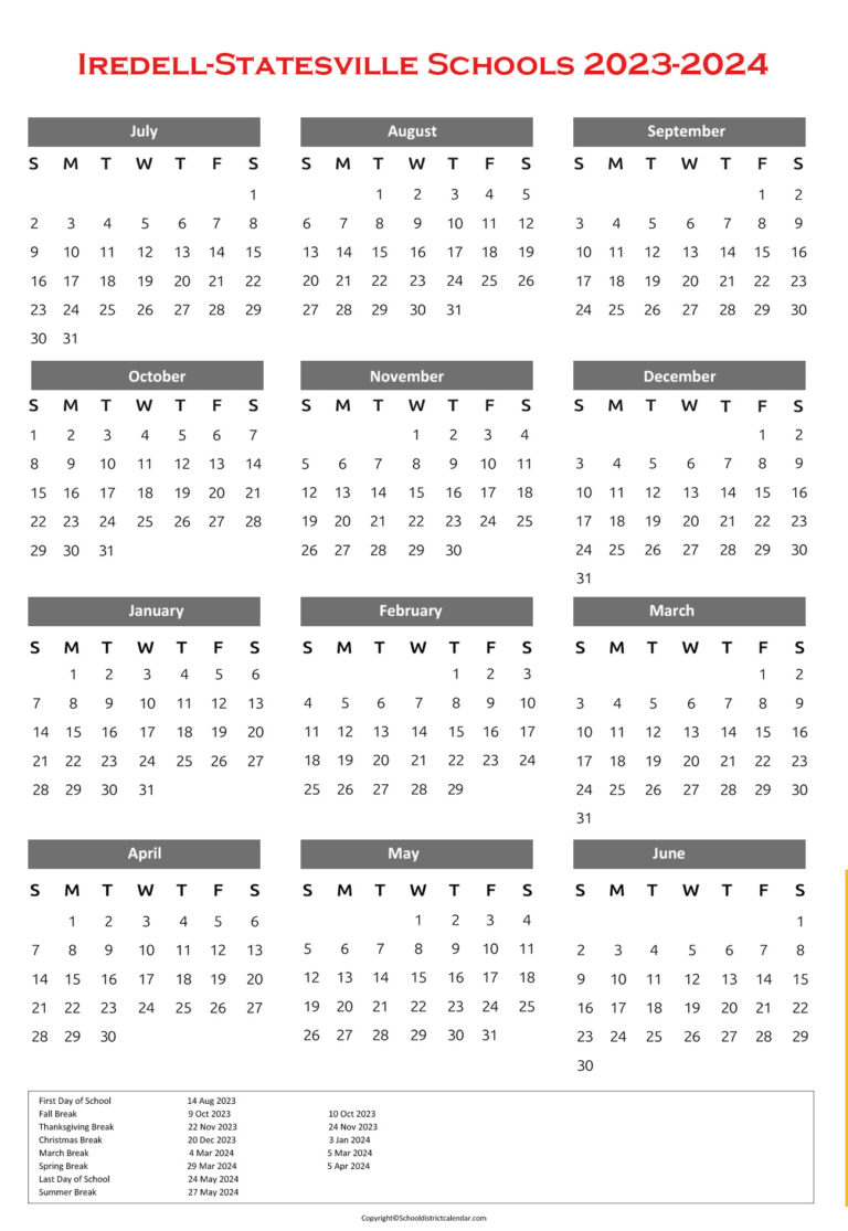 Iredell Statesville Schools Calendar Holidays 20232024