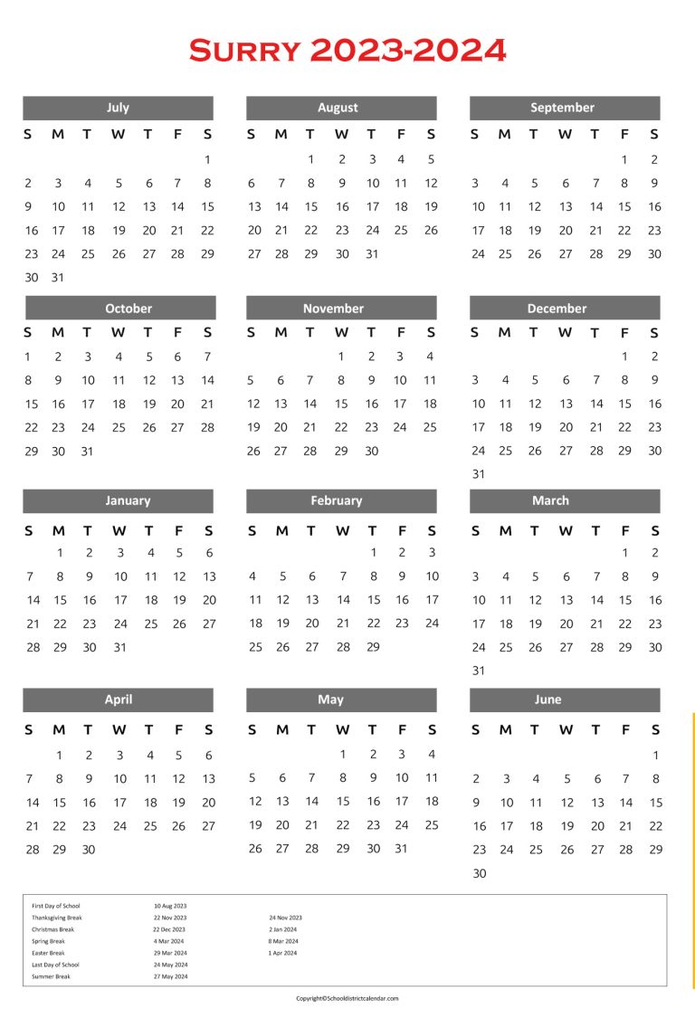 Surry County Schools Calendar Holidays 20232024