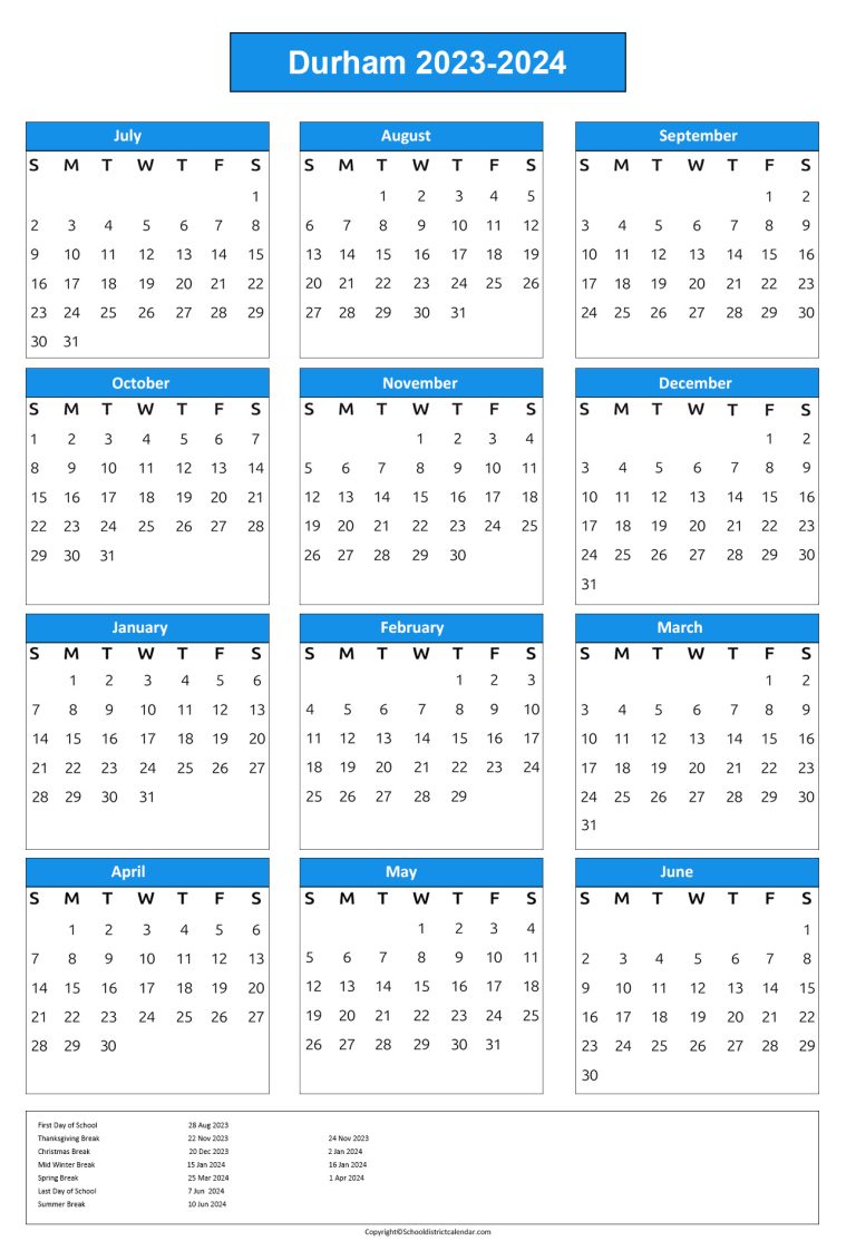 Durham Public Schools Calendar Holidays 20232024