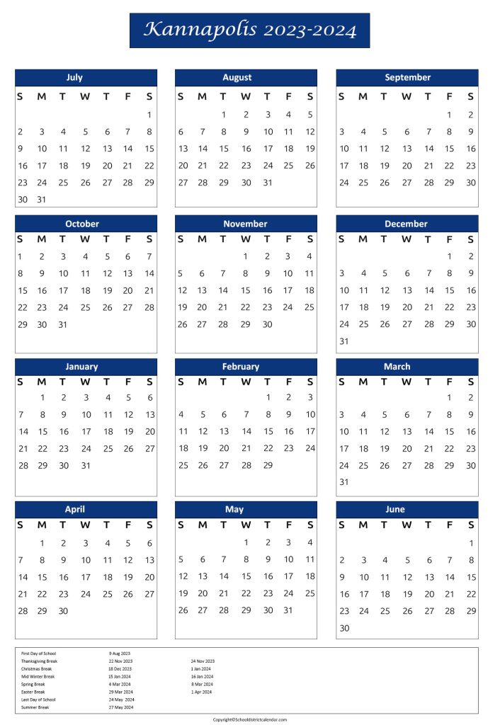 Kannapolis City School Calendar