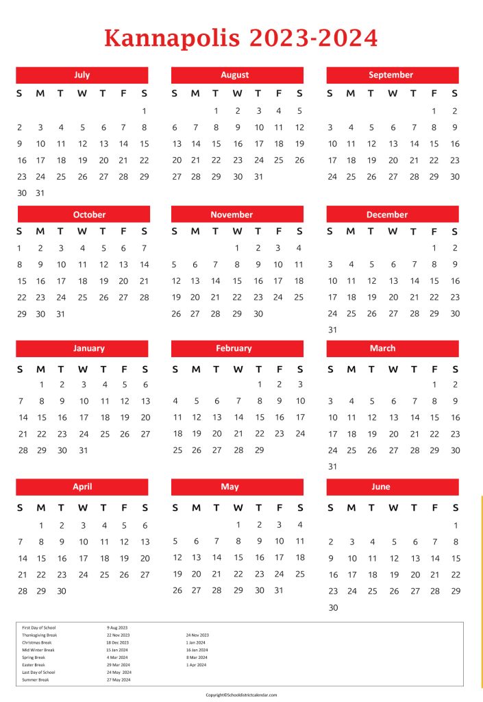 Kannapolis City School Holiday Calendar