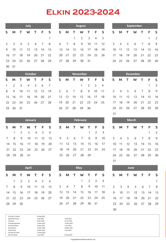 Elkin City Schools Calendar