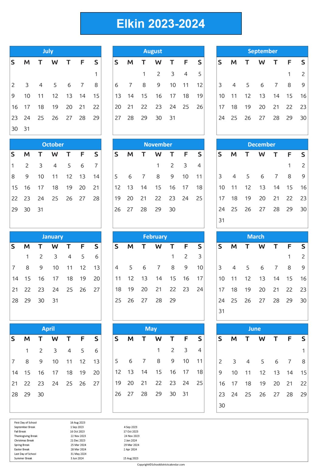 Elkin City Schools Calendar Holidays 20232024
