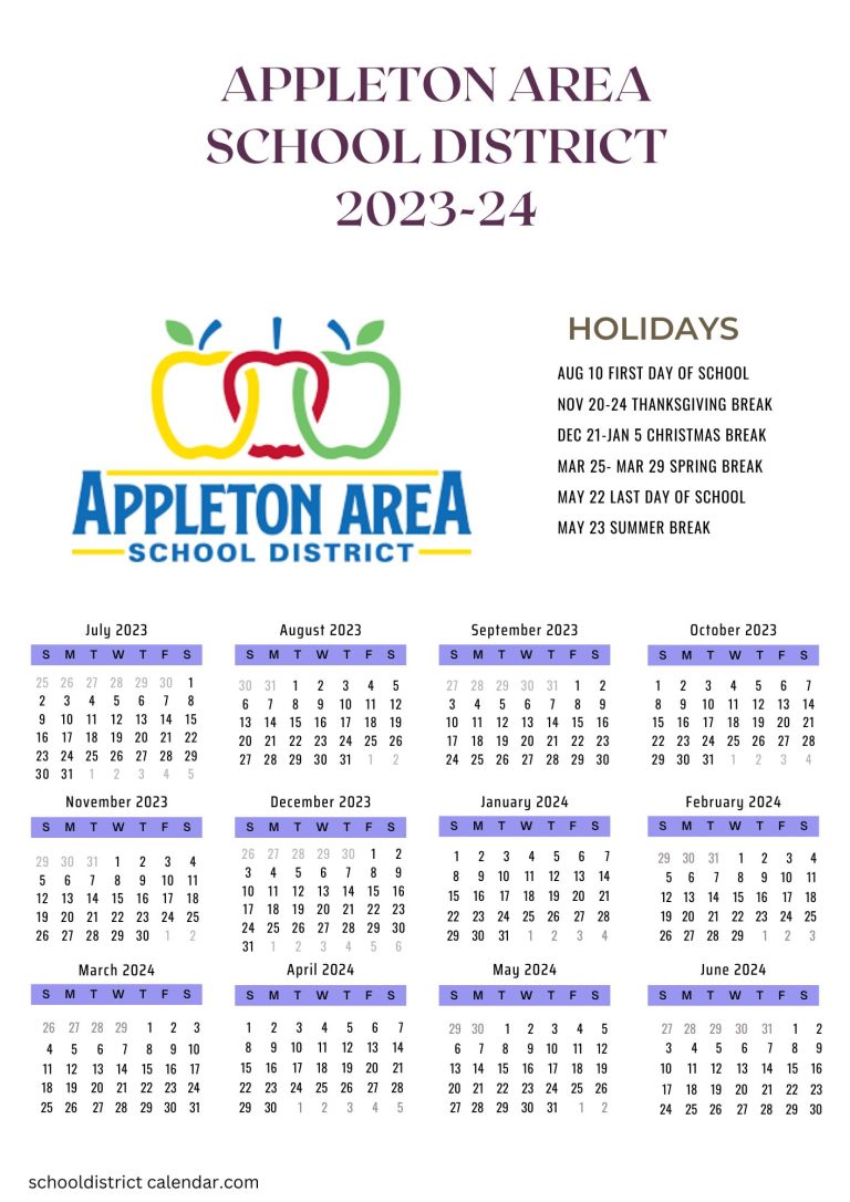 Appleton Area School District Calendar Holidays 2023 2024