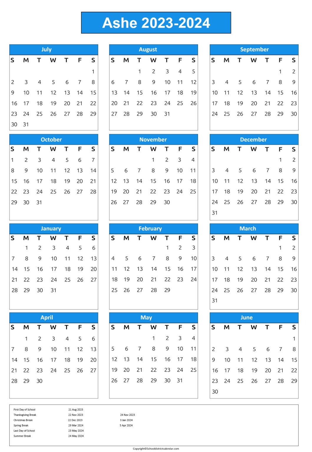 Ashe County Schools Calendar Holidays 20232024