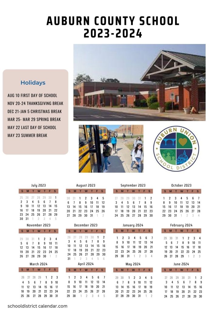 Auburn County School District Holiday Calendar