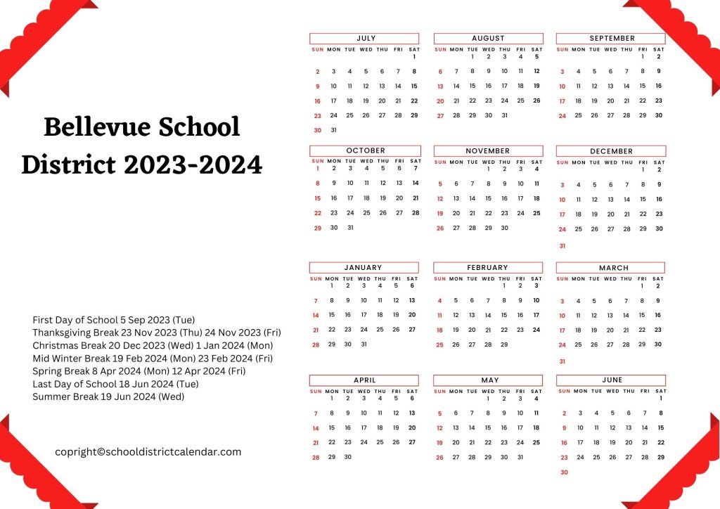 Bellevue School District Calendar