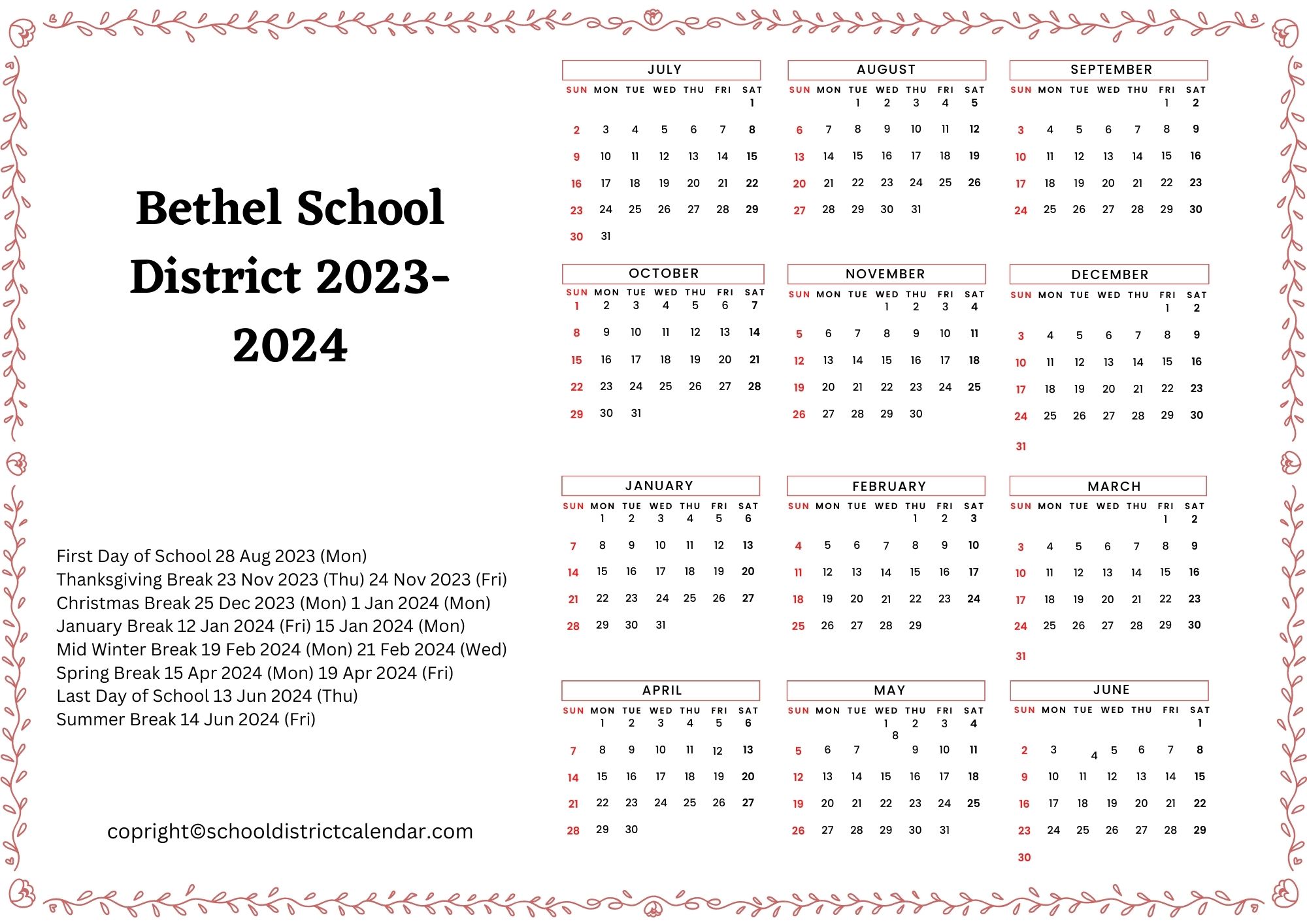 Bethel School District Schedule Archives School District Calendar