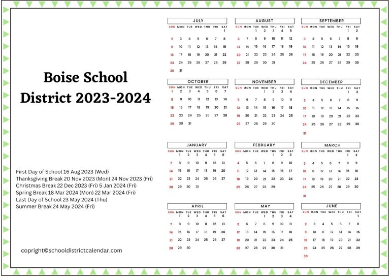 Boise School District Calendar Holidays 20232024