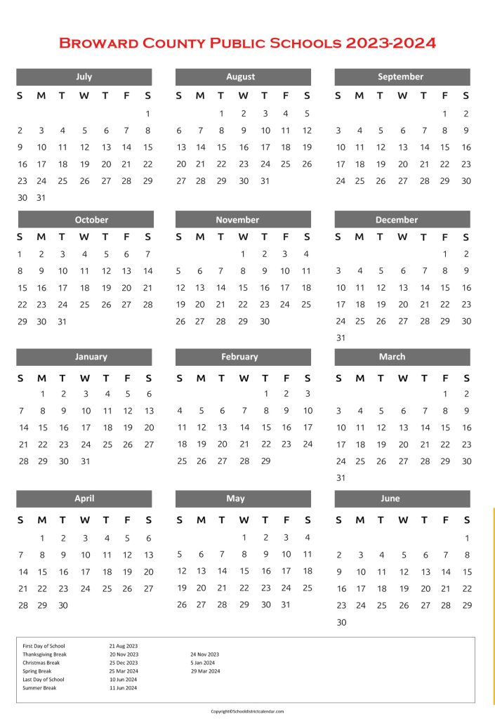 Broward County Public Schools Calendar
