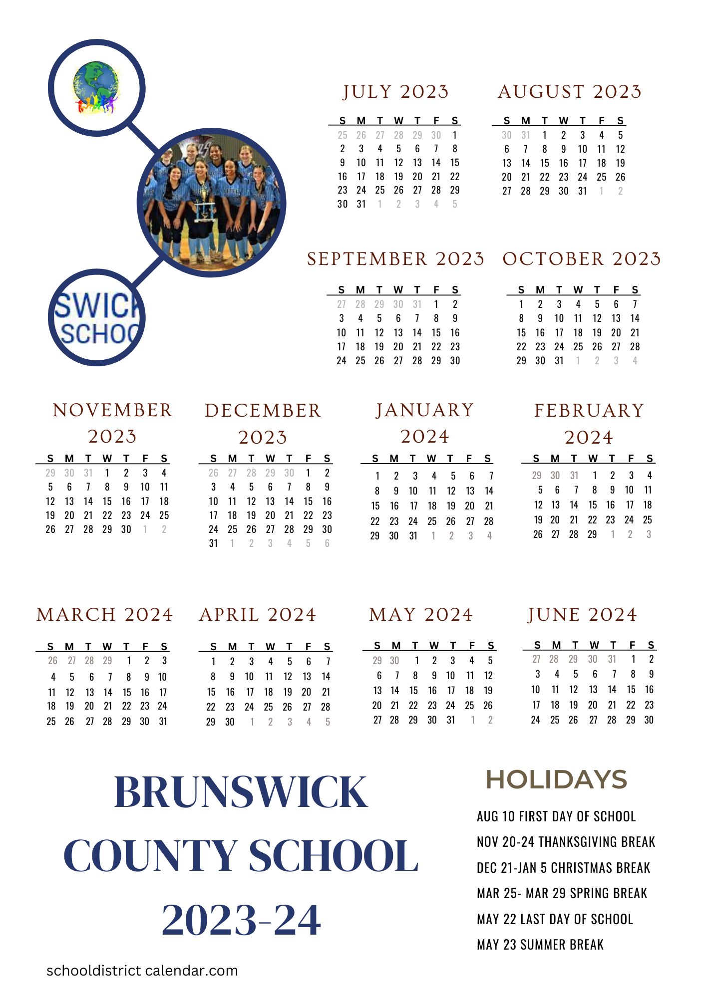 Brunswick County Schools Calendar Holidays 2023 2024