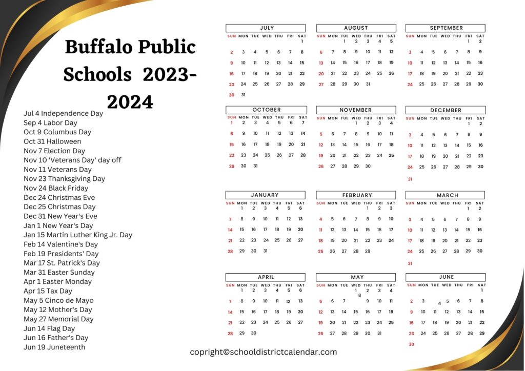 Buffalo Schools District Calendar