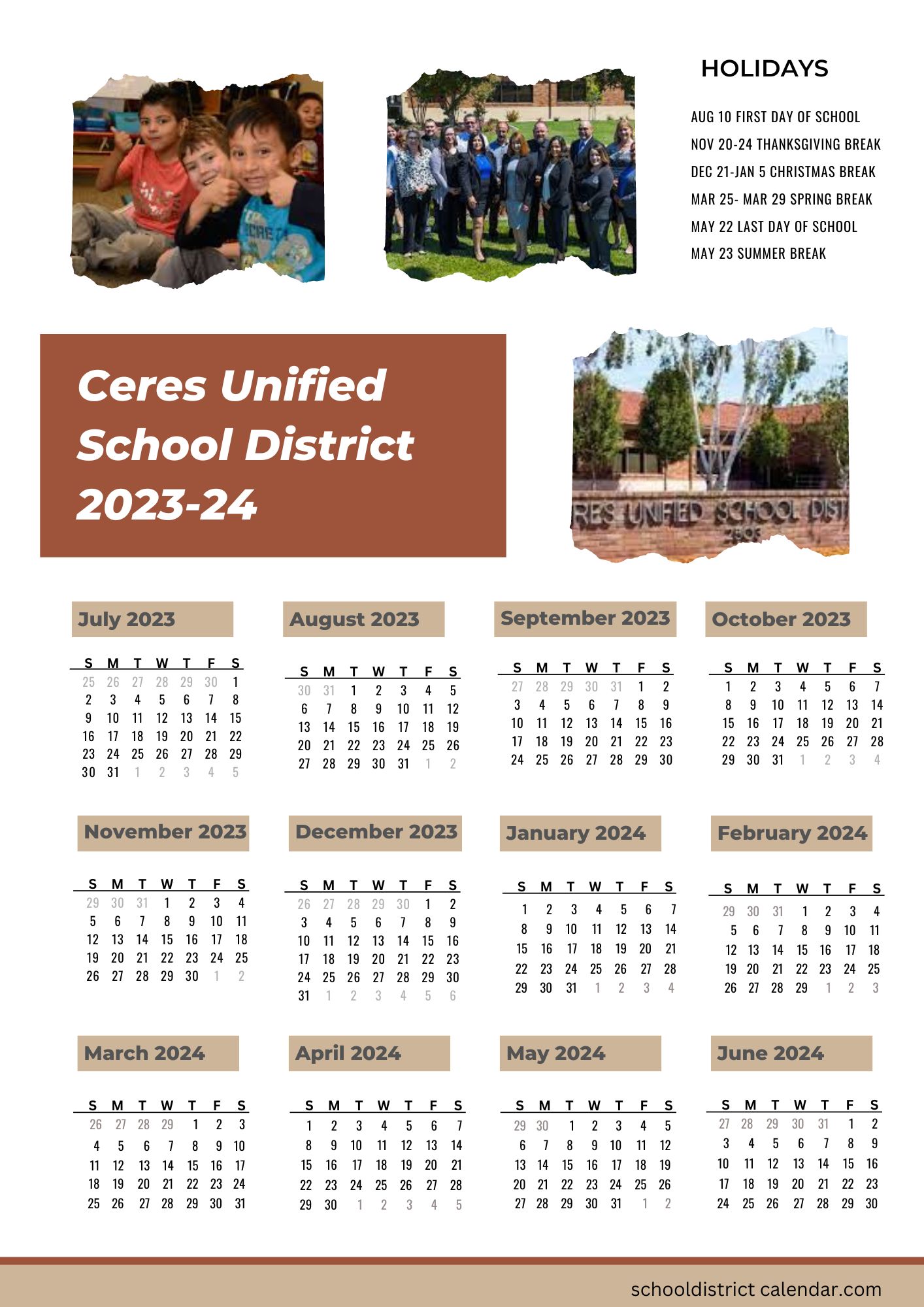 Ceres Unified School District Calendar Holidays 20232024