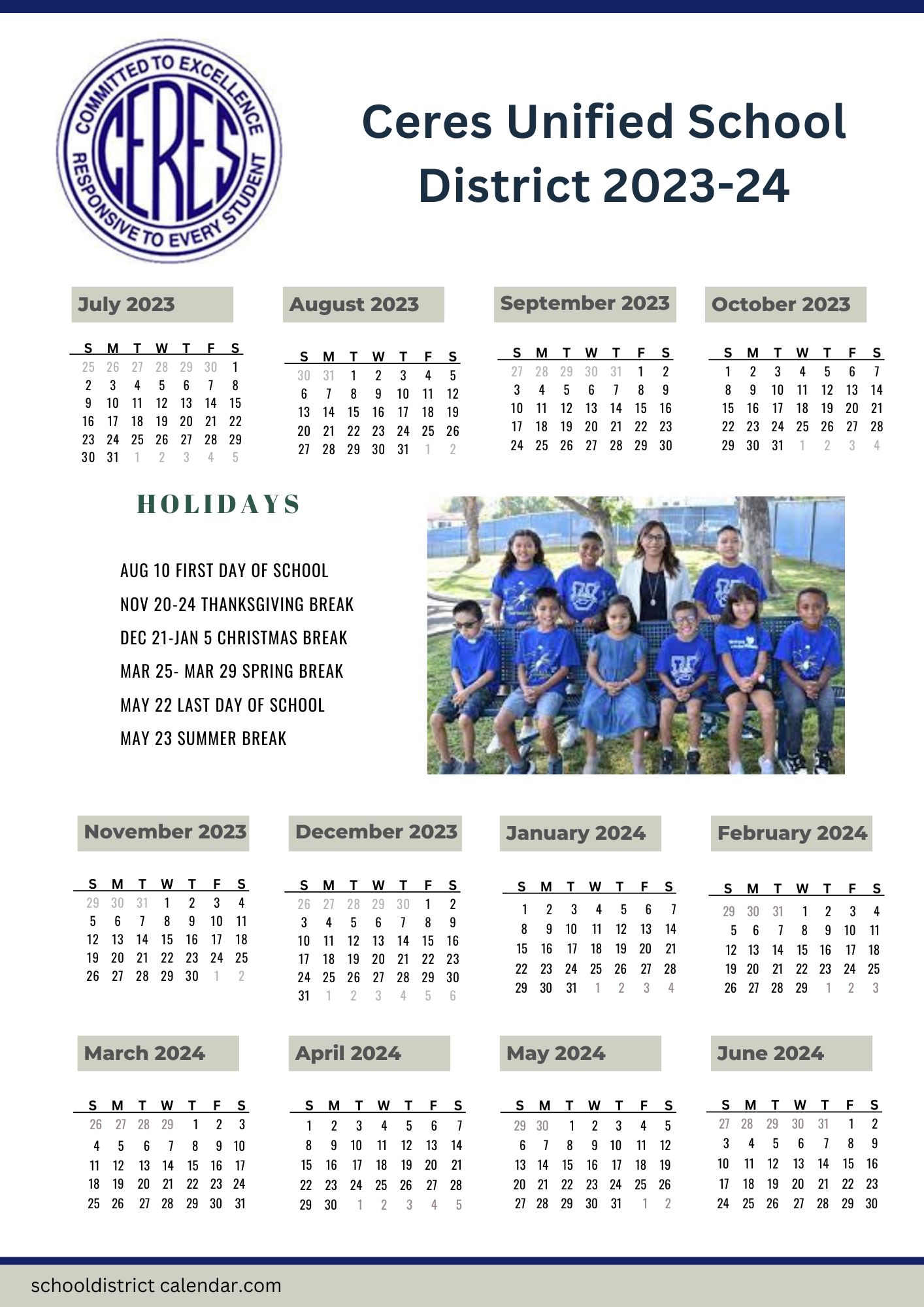 Ceres Unified School District Calendar Holidays 20232024