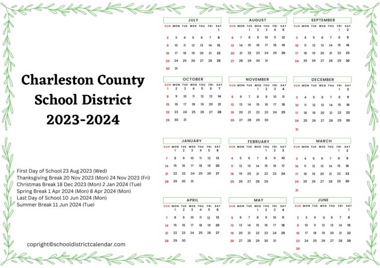 Charleston County School District Calendar Holidays 2023-2024