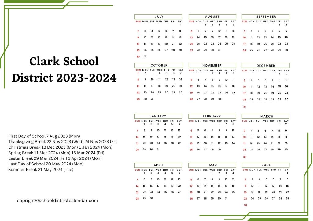 Clark County School District Calendar