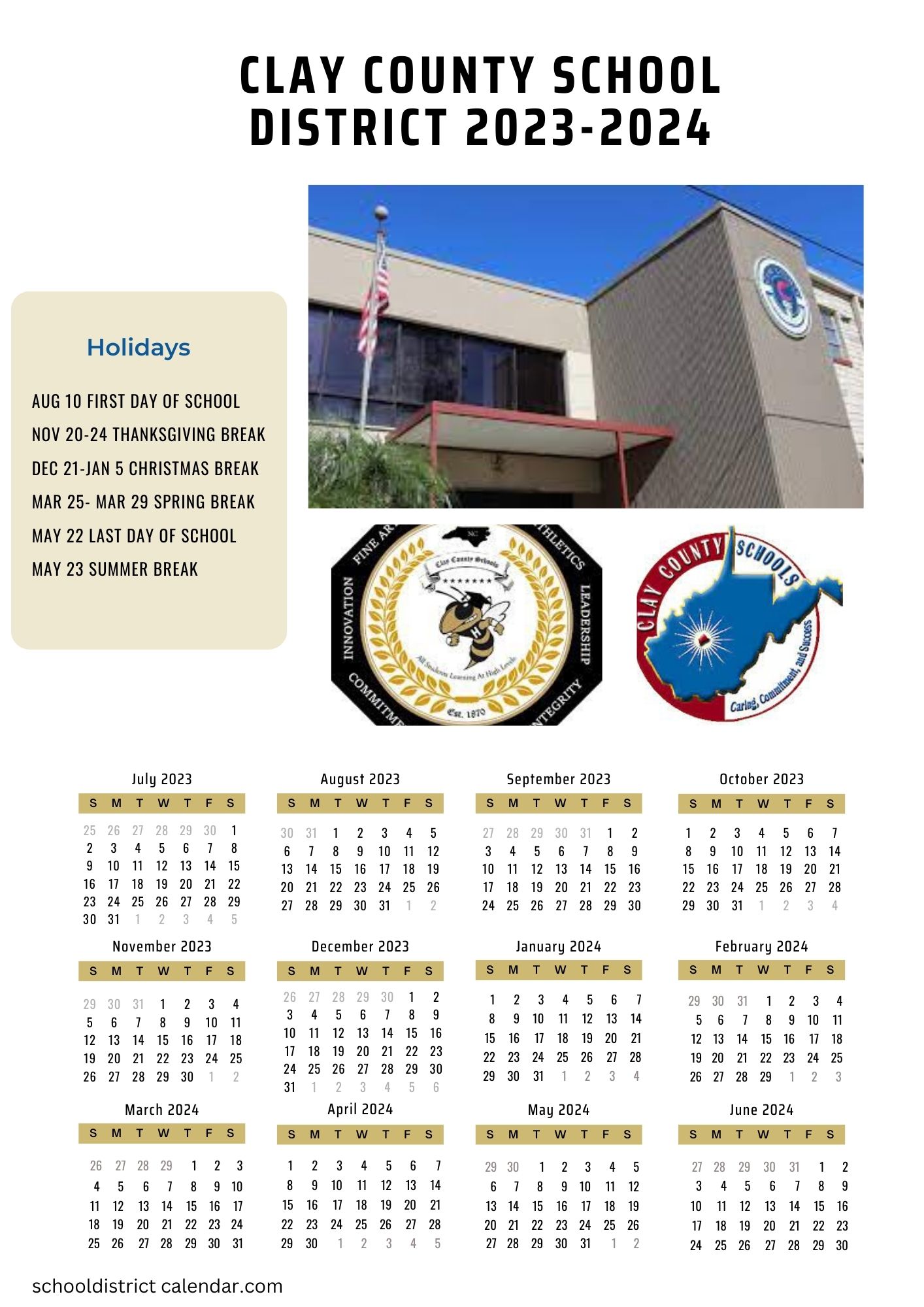 Clay County School District Calendar Holidays 20232024