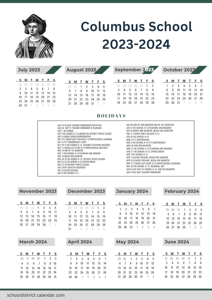 Columbus Schools District Calendar