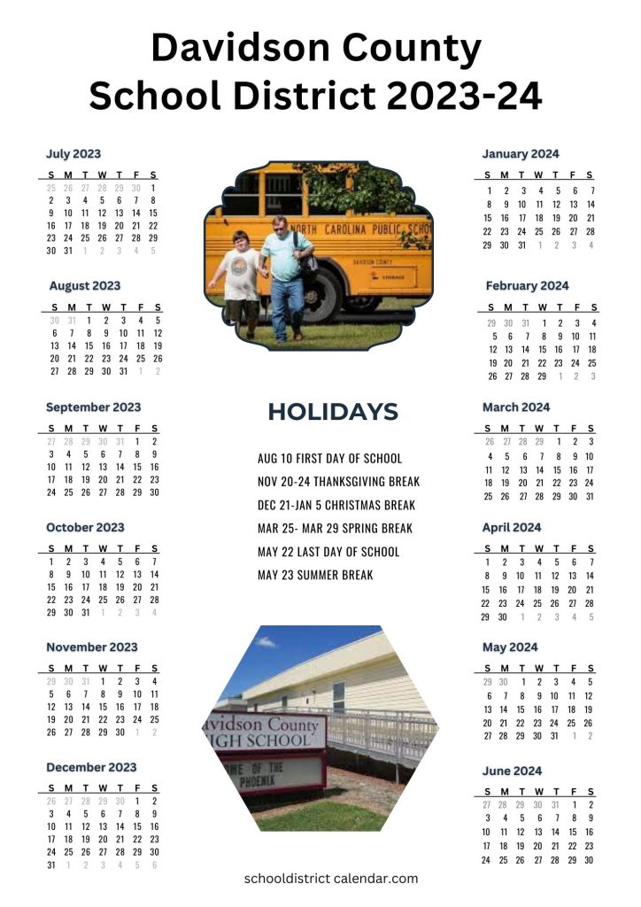 Davidson County Schools District Calendar Holidays 2023 2024