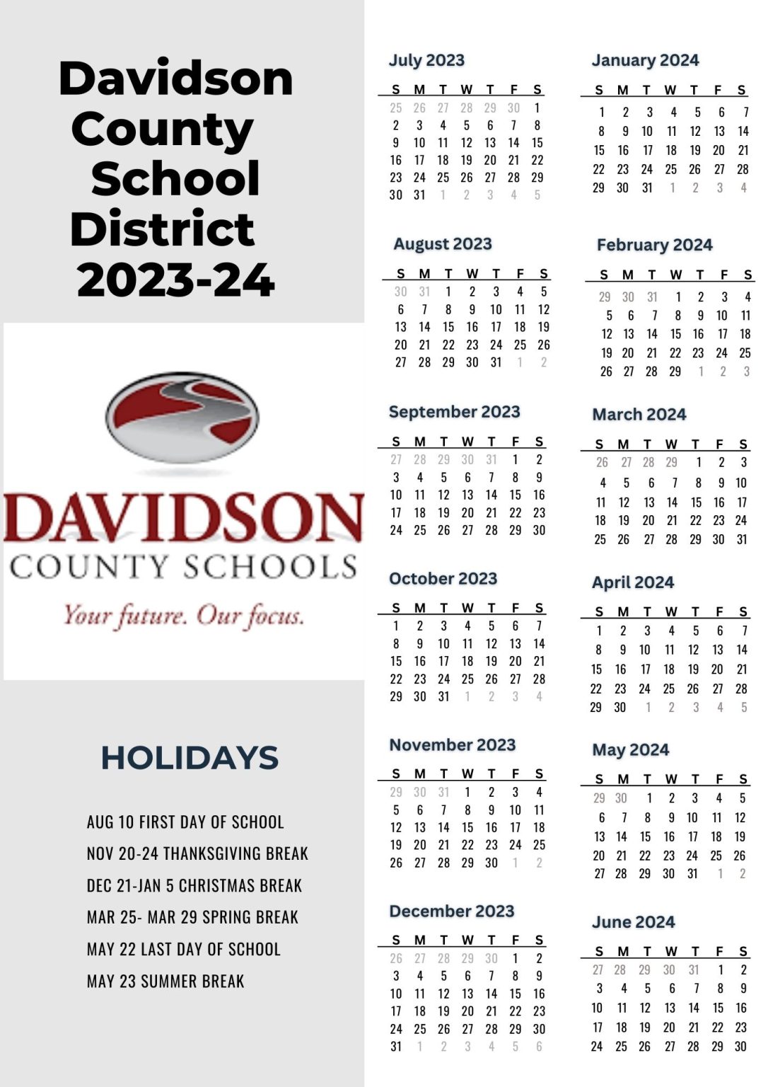 Davidson County schools district calendar Archives School District