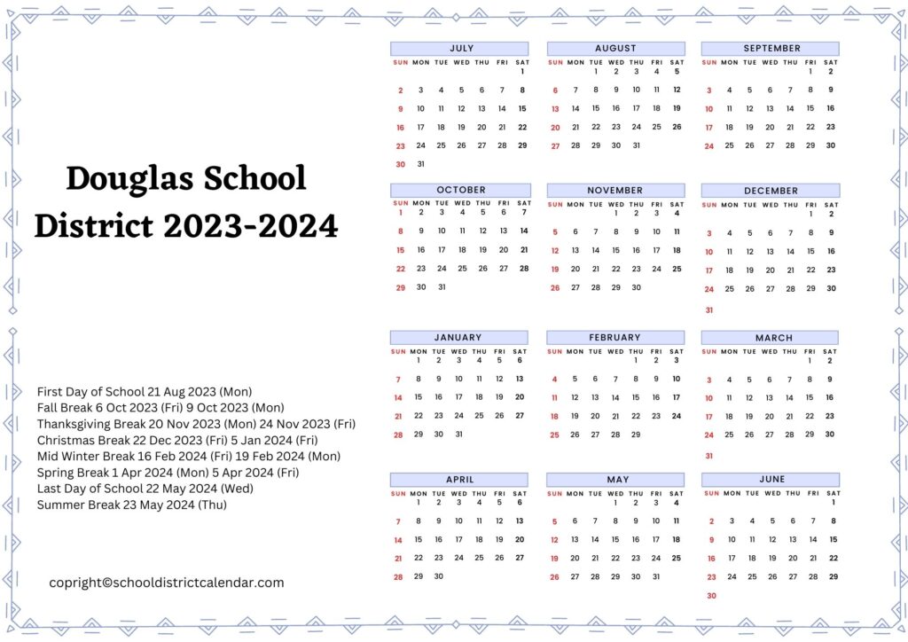 Douglas School District Calendar