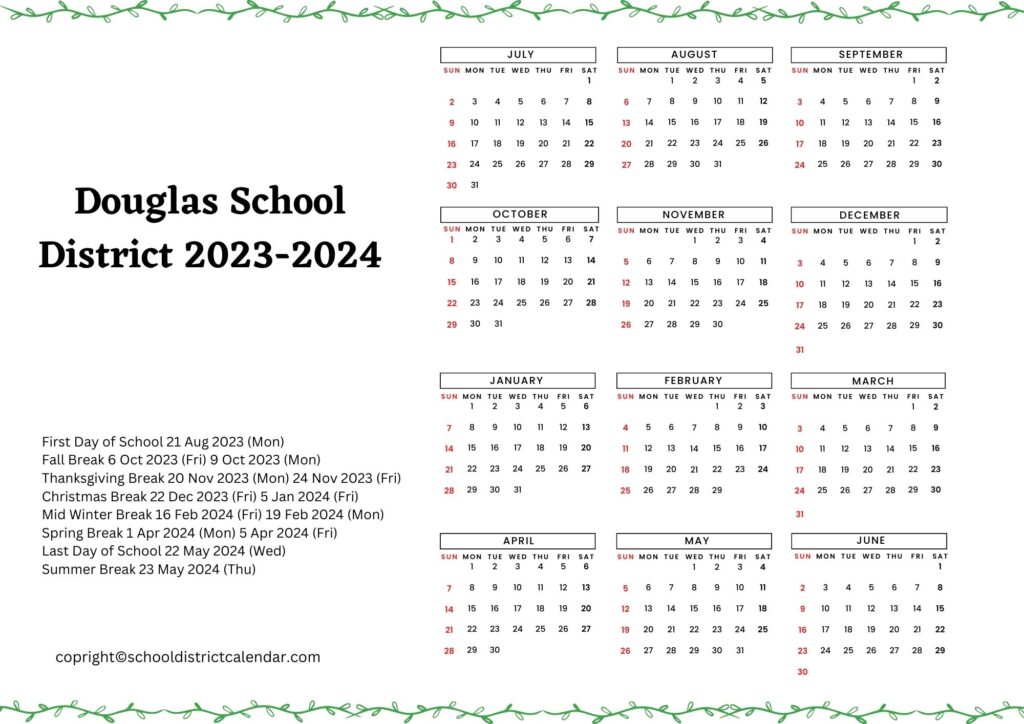 Douglas Schools Calendar