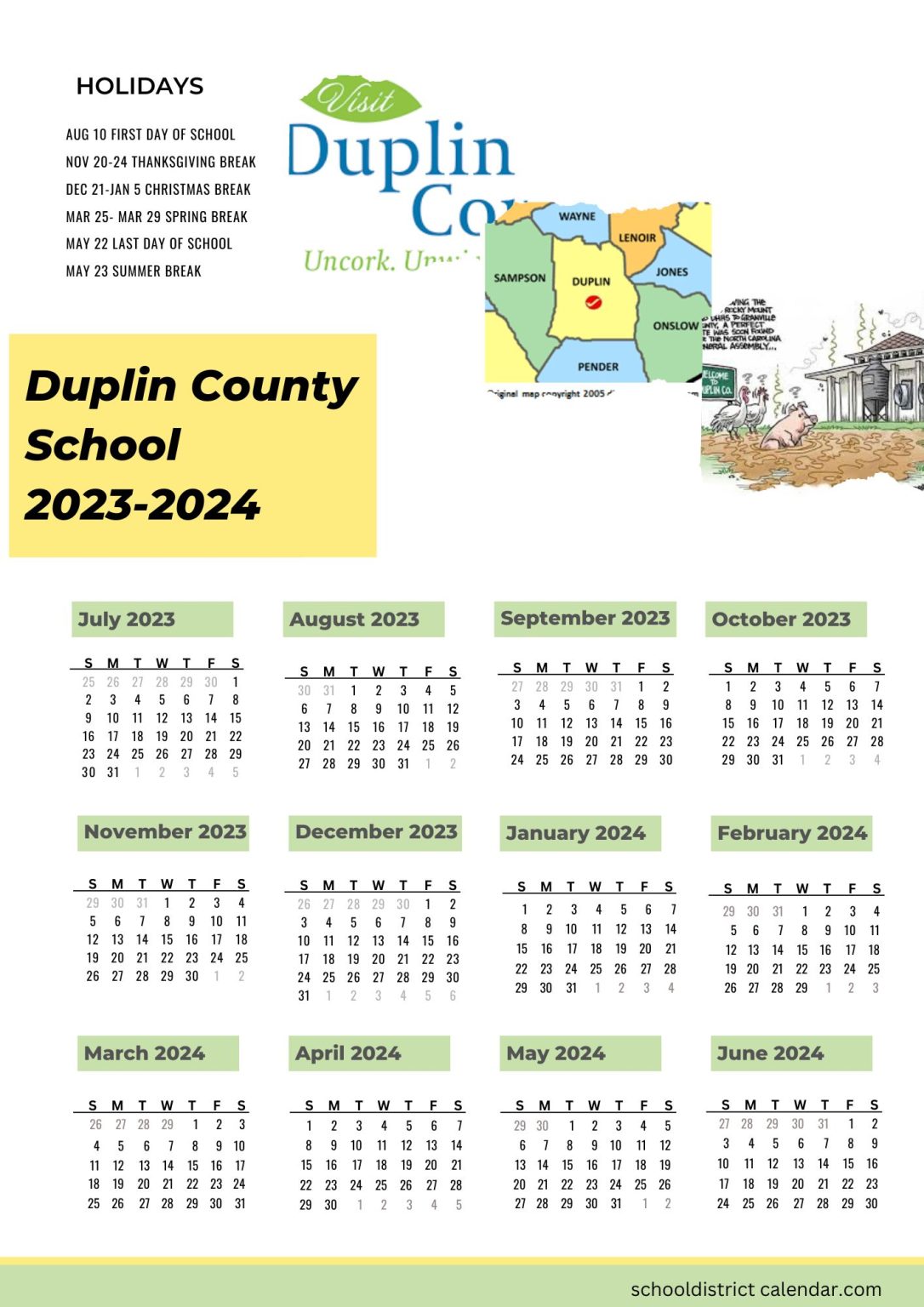 Duplin County Schools Calendar Holidays 20232024