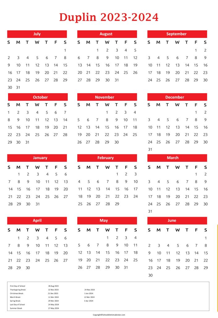 Duplin School District Holiday Calendar