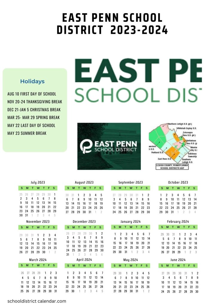 East Penn County school district calendar