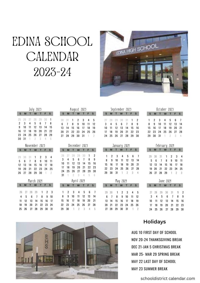 Edina School Calendar Holidays for 2023-2024