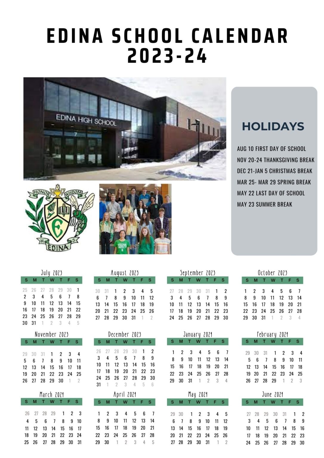 Edina School Calendar Holidays for 20232024