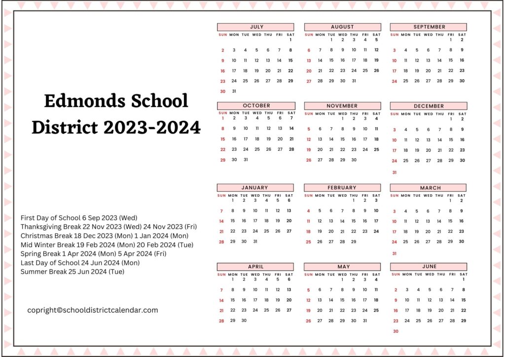 Edmonds School District Calendar