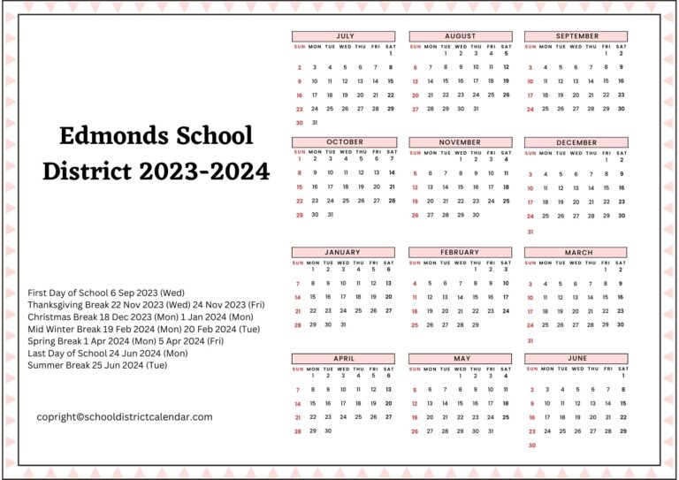 Edmonds School District Calendar Holidays 20232024